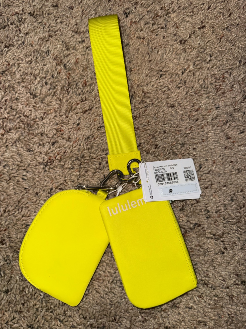 lululemon athletica Neon Yellow dual pouch wristlet